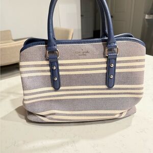 Kate Spade Blue and Cream Striped Women's Bag